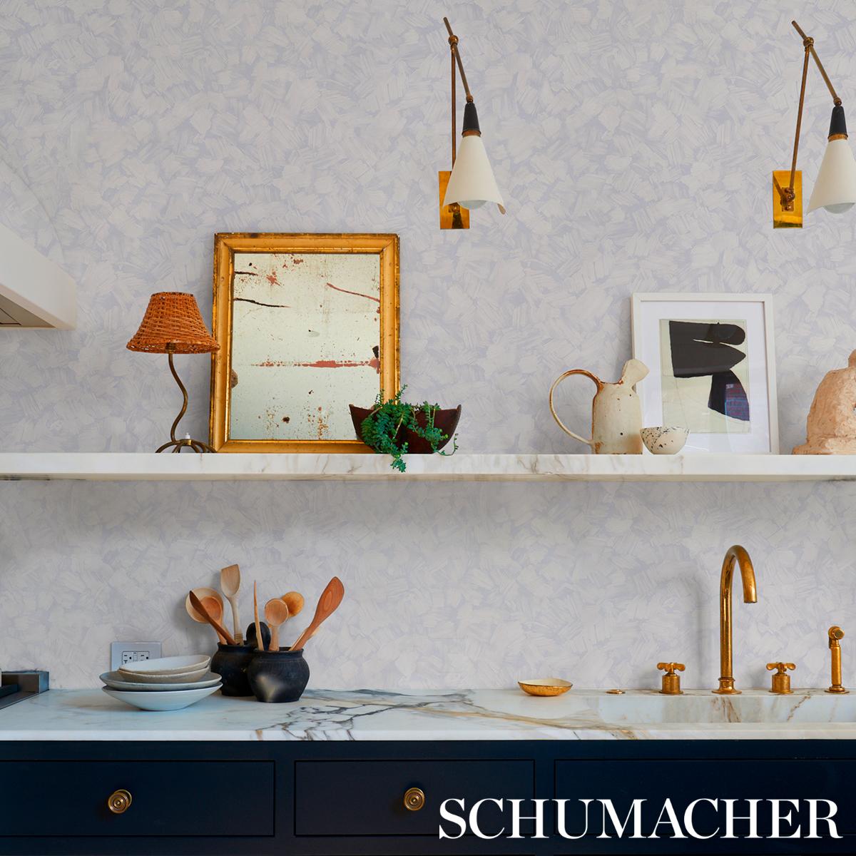 Schumacher Backdrop X Schumacher Atmos Cool Lilac Wallpaper