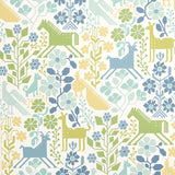 Schumacher Lupita Blues And Greens Wallpaper