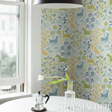 Schumacher Lupita Blues And Greens Wallpaper