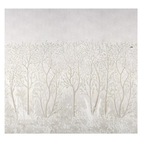 Schumacher Brindille Golden Accented Panel Set Alabaster Wallpaper