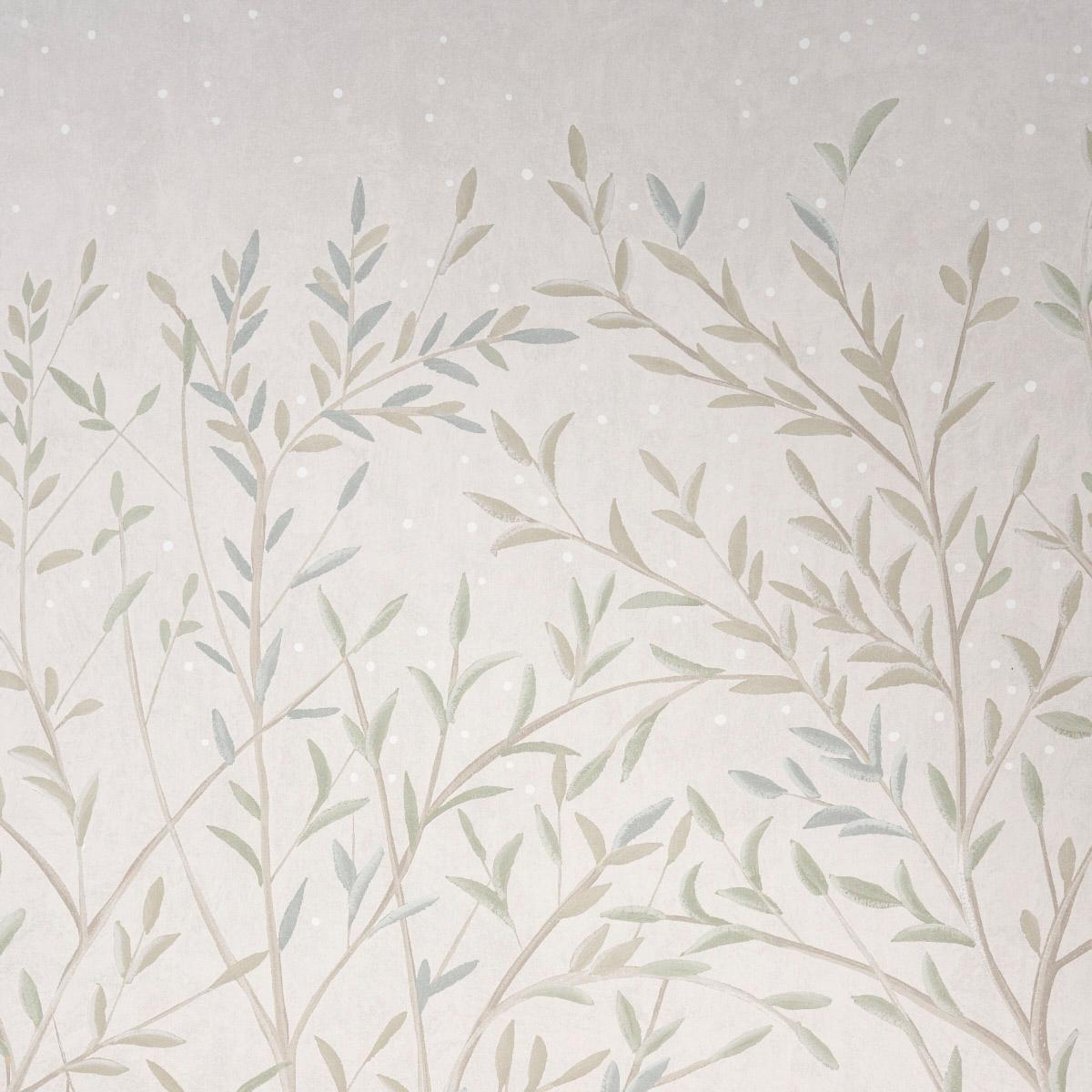 Schumacher Brindille Golden Accented Panel Set Alabaster Wallpaper