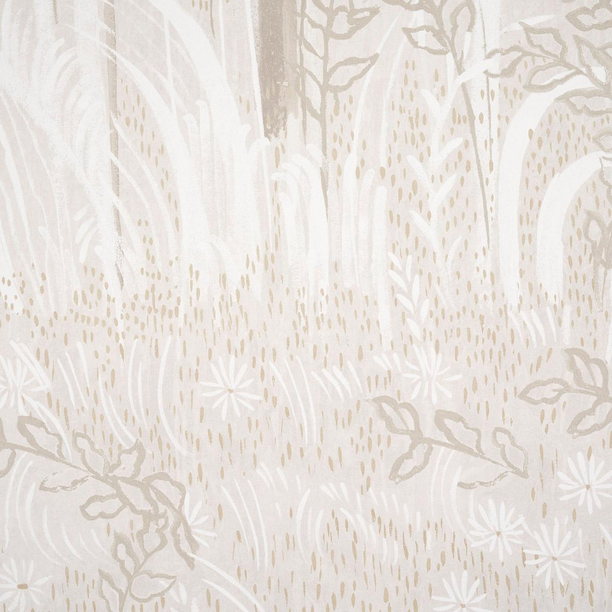 Schumacher Brindille Golden Accented Panel Set Alabaster Wallpaper