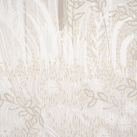 Schumacher Brindille Golden Accented Panel Set Alabaster Wallpaper