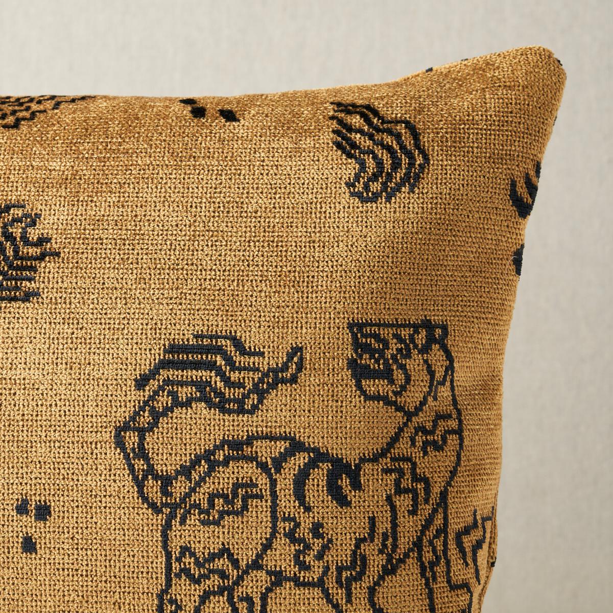 Schumacher Gold 24" x 12" Kinabalu Velvet Pillow