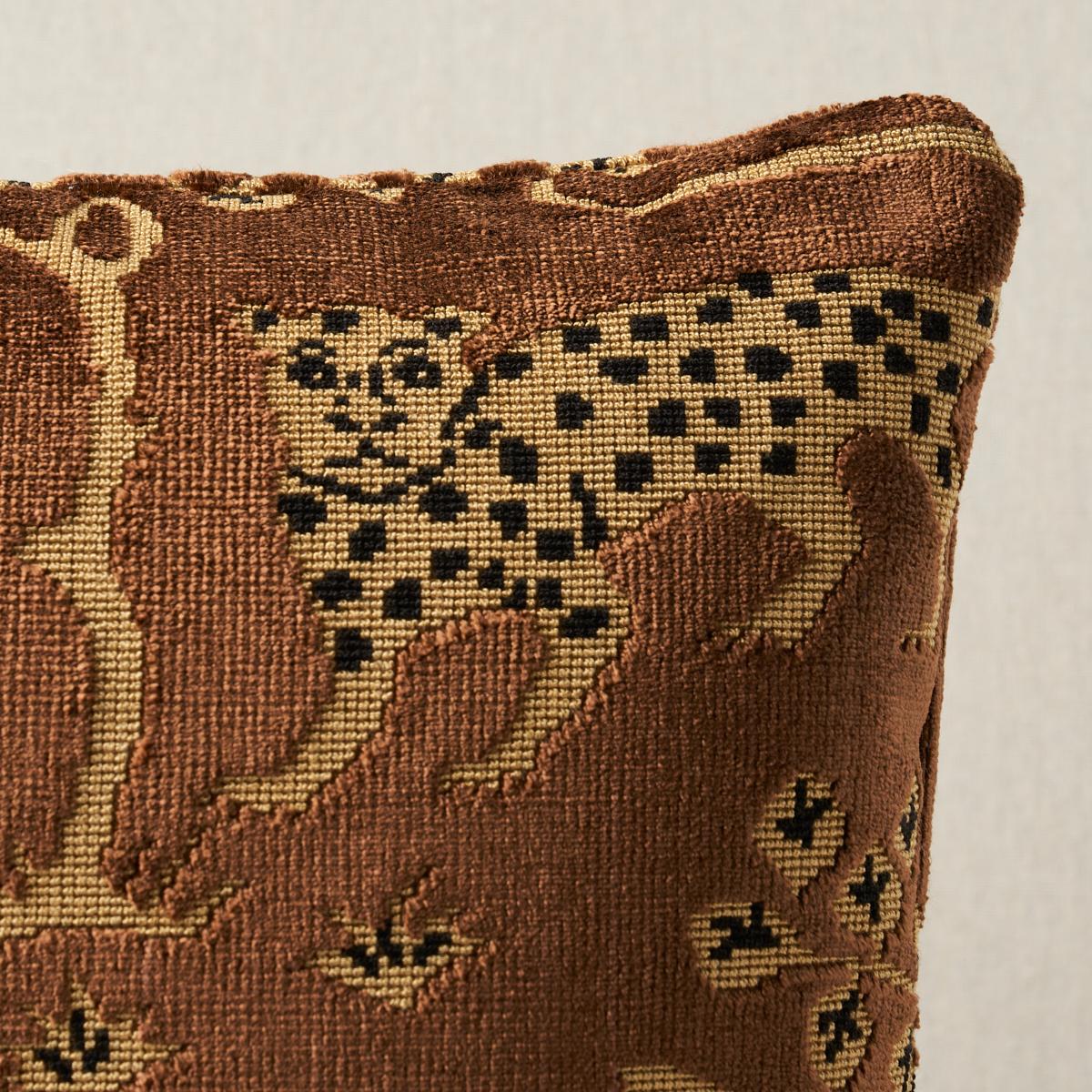 Schumacher Woodland Leopard Velvet Sepia 24" x 12" Pillow