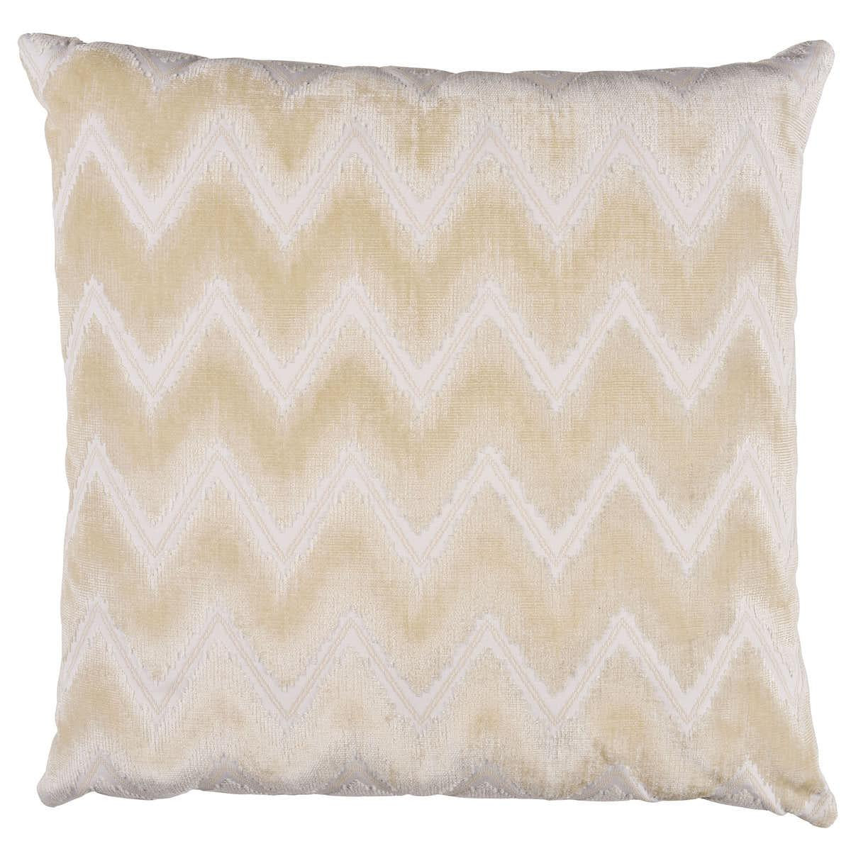Schumacher Champagne 18" x 18" Chevron Velvet Pillow