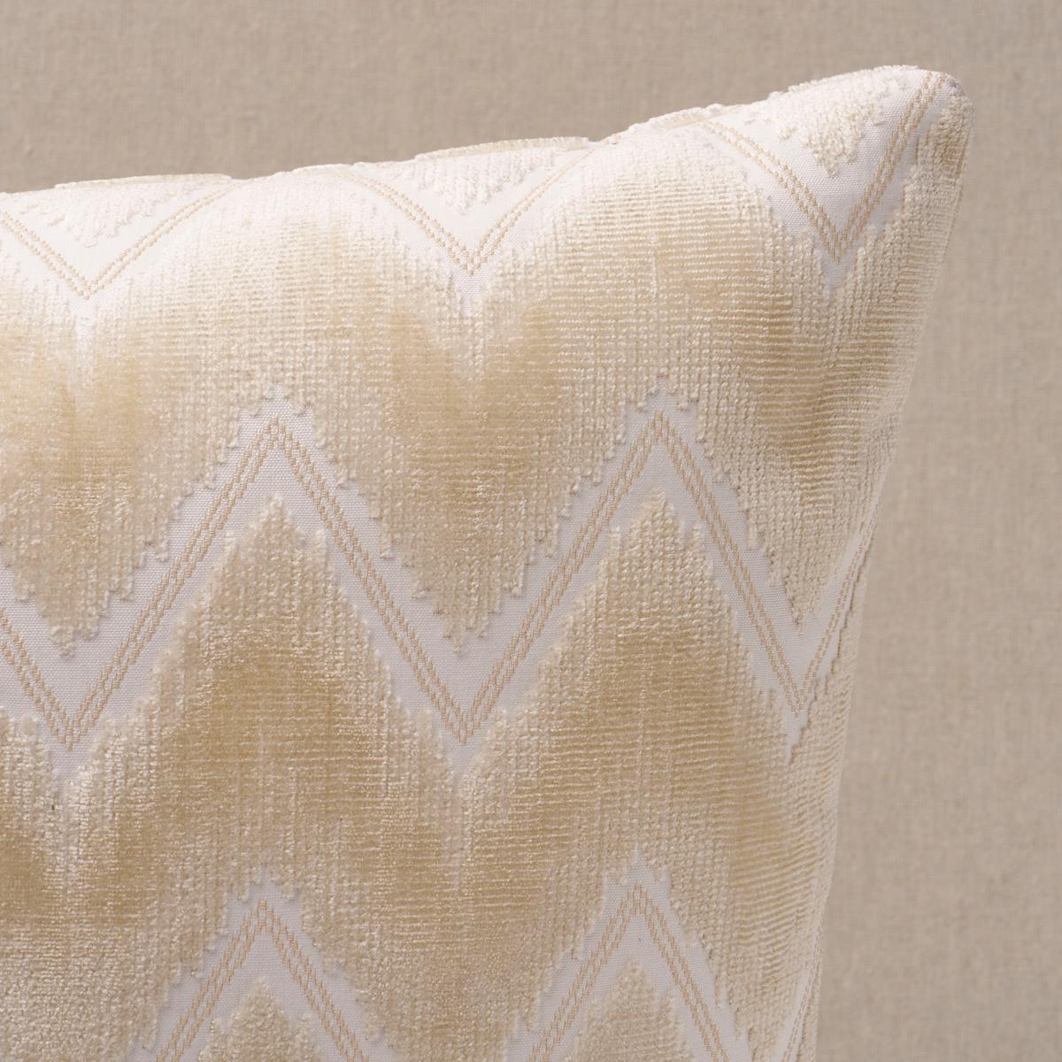Schumacher Champagne 18" x 18" Chevron Velvet Pillow