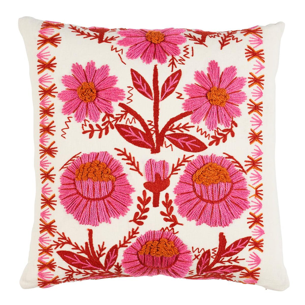 Schumacher Marguerite Embroidery Blossom 20" x 20" Pillow