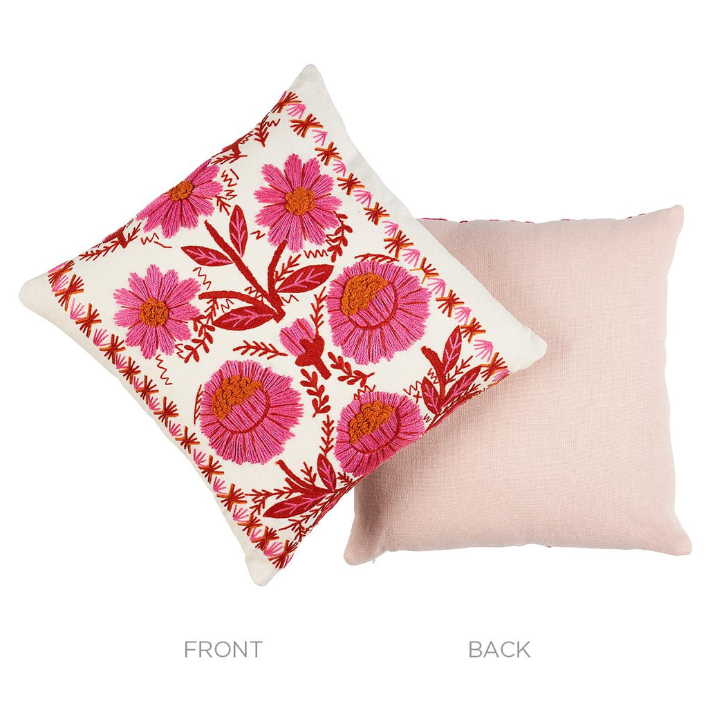 Schumacher Marguerite Embroidery Blossom 20" x 20" Pillow