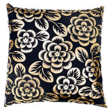 Schumacher Gold & Noir 22" x 22" Angelica Floral Pillow