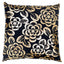 Schumacher Gold & Noir 22" x 22" Angelica Floral Pillow