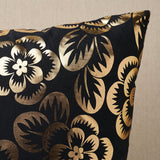 Schumacher Gold & Noir 22" x 22" Angelica Floral Pillow