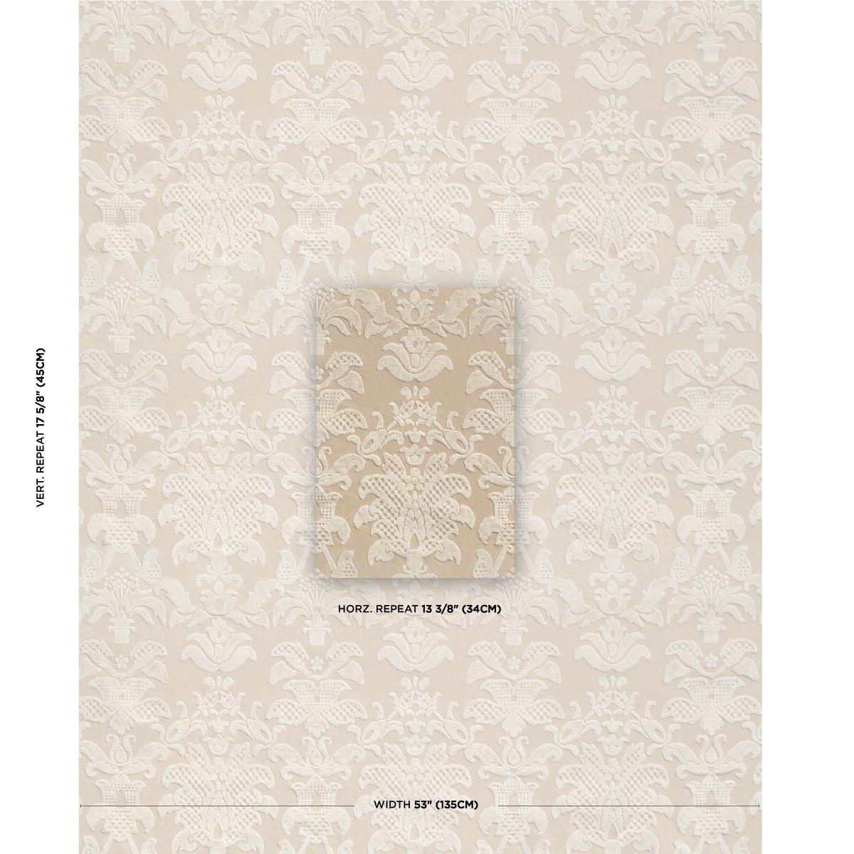 Schumacher Limbourg Damask Velvet Pearl Fabric