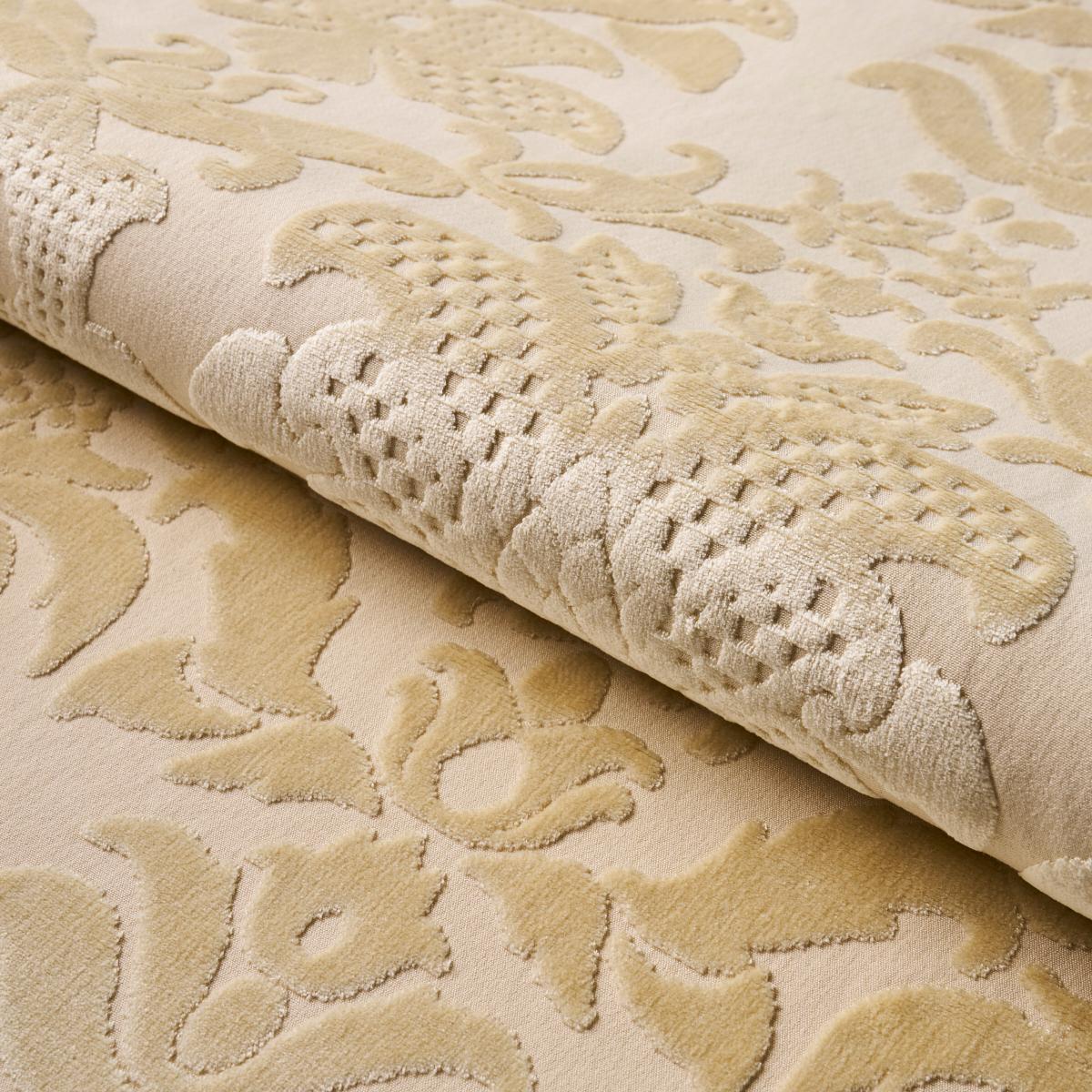 Schumacher Limbourg Damask Velvet Pearl Fabric