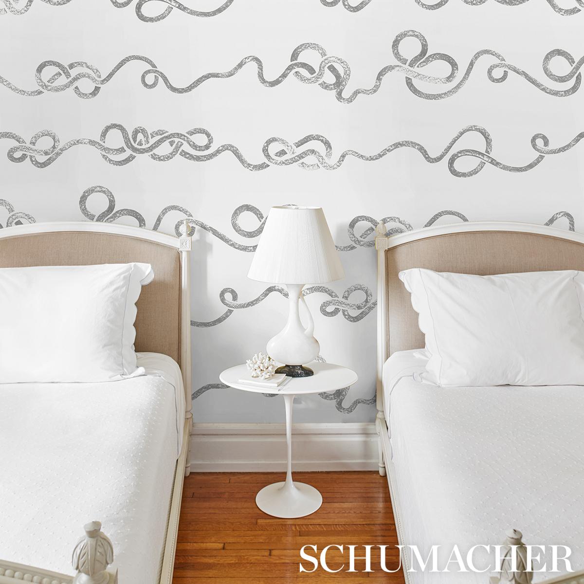 Schumacher Backdrop X Schumacher Rhapsody Graphite Wallpaper