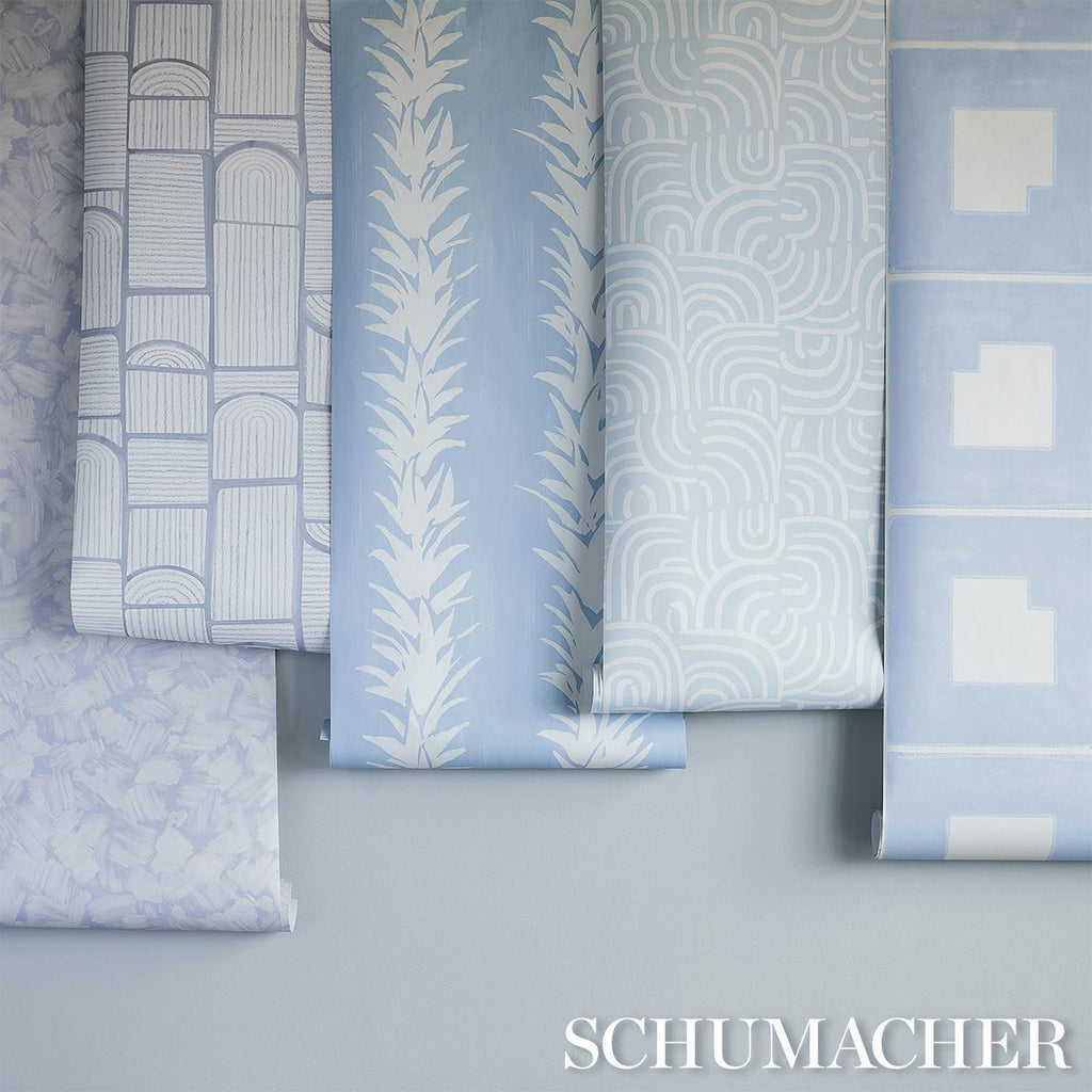 Schumacher White Lotus Soft Blue Wallpaper