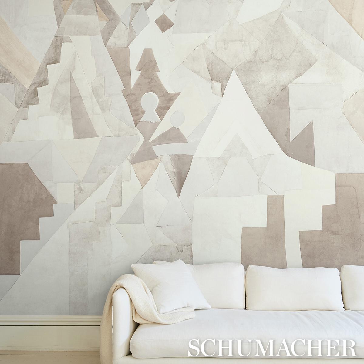 Schumacher Steps Panel Set Argil And Stone Wallpaper