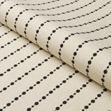 Schumacher Beaded Stripe Black And Cream Fabric