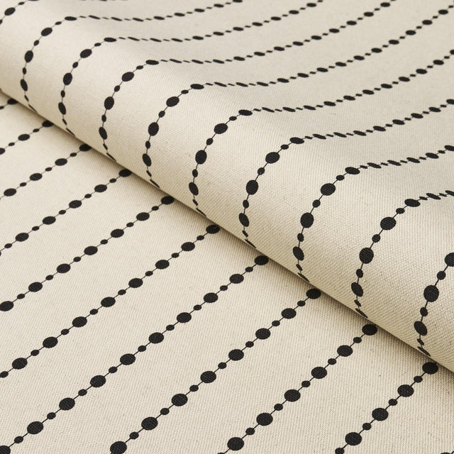 Schumacher Beaded Stripe Black And Cream Fabric