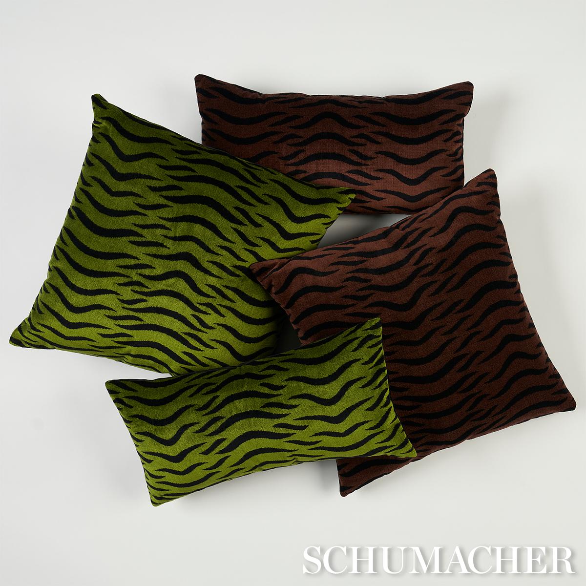 Schumacher Sabi Tiger Velvet Jungle 24" x 12" Pillow