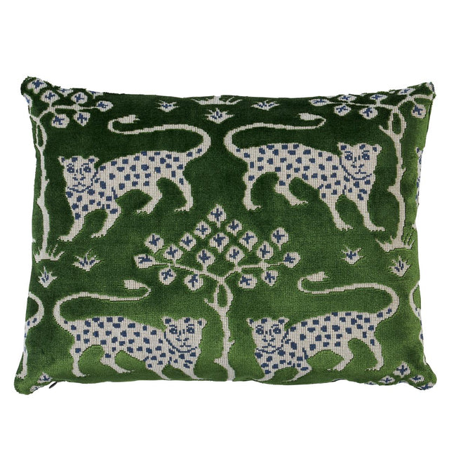 Schumacher Woodland Leopard Velvet Emerald 16" x 12" Pillow