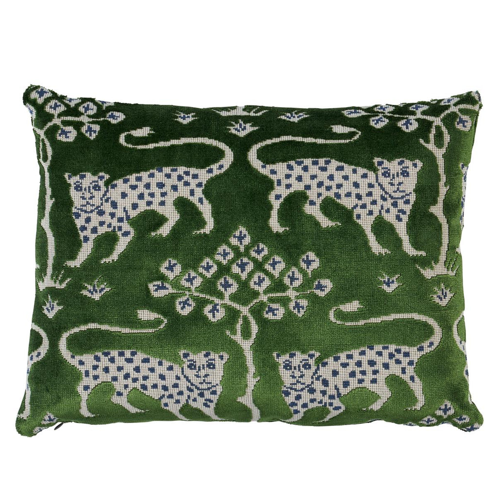 Schumacher Woodland Leopard Velvet Emerald 16" x 12" Pillow