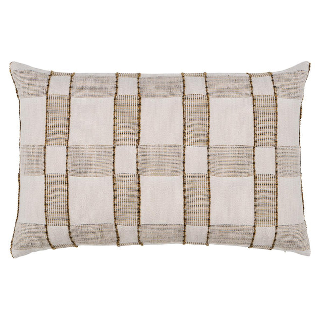Schumacher Straw 22" x 14" Elko Plaid Pillow