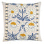 Schumacher Blue & Ochre 20" x 20" Marguerite Embroidery Pillow