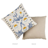 Schumacher Blue & Ochre 20" x 20" Marguerite Embroidery Pillow