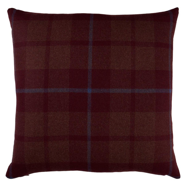 Schumacher Burgundy 22" x 22" Montana Wool Plaid Pillow
