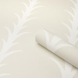 Schumacher Acanthus Stripe Ivory On Neutral Wallpaper