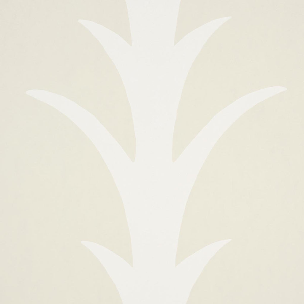 Schumacher Acanthus Stripe Ivory On Neutral Wallpaper