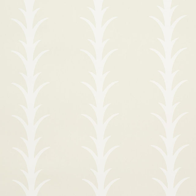 Schumacher Acanthus Stripe Ivory On Neutral Wallpaper