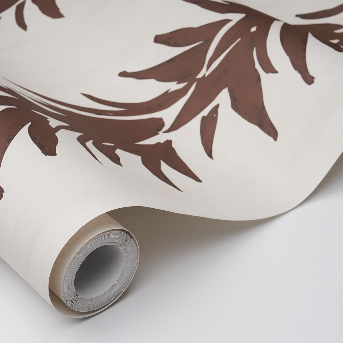 Schumacher Backdrop X Schumacher White Lotus Cocoa Wallpaper