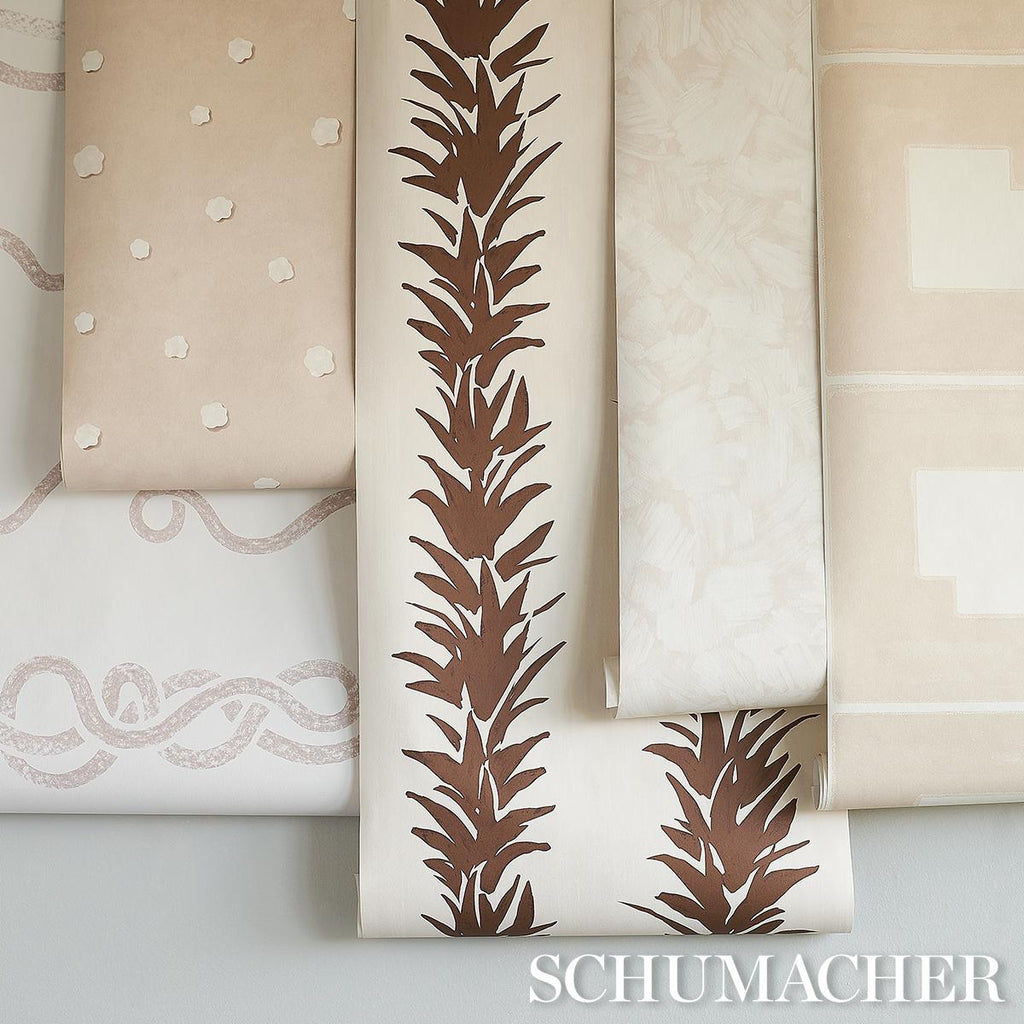 Schumacher White Lotus Cocoa Wallpaper