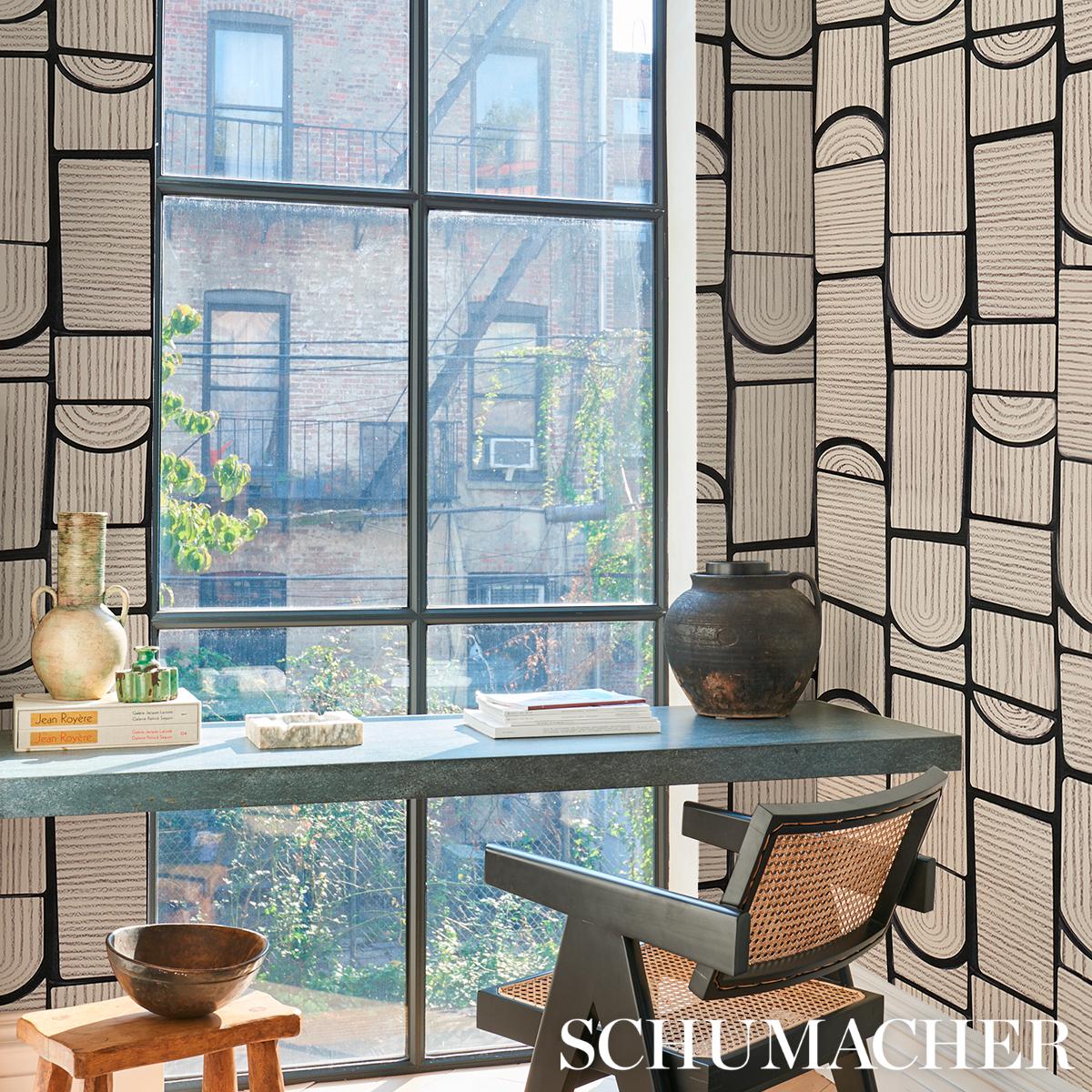 Schumacher Backdrop X Schumacher Bloomsbury Carbon Wallpaper