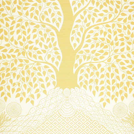 Schumacher Kayon Sisal Panel Soft Yellow Wallpaper