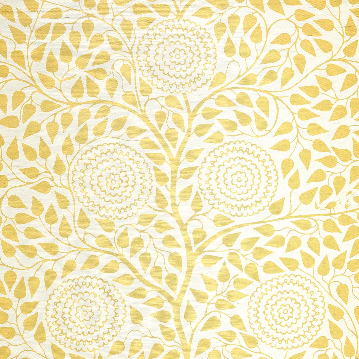 Schumacher Kayon Sisal Panel Soft Yellow Wallpaper