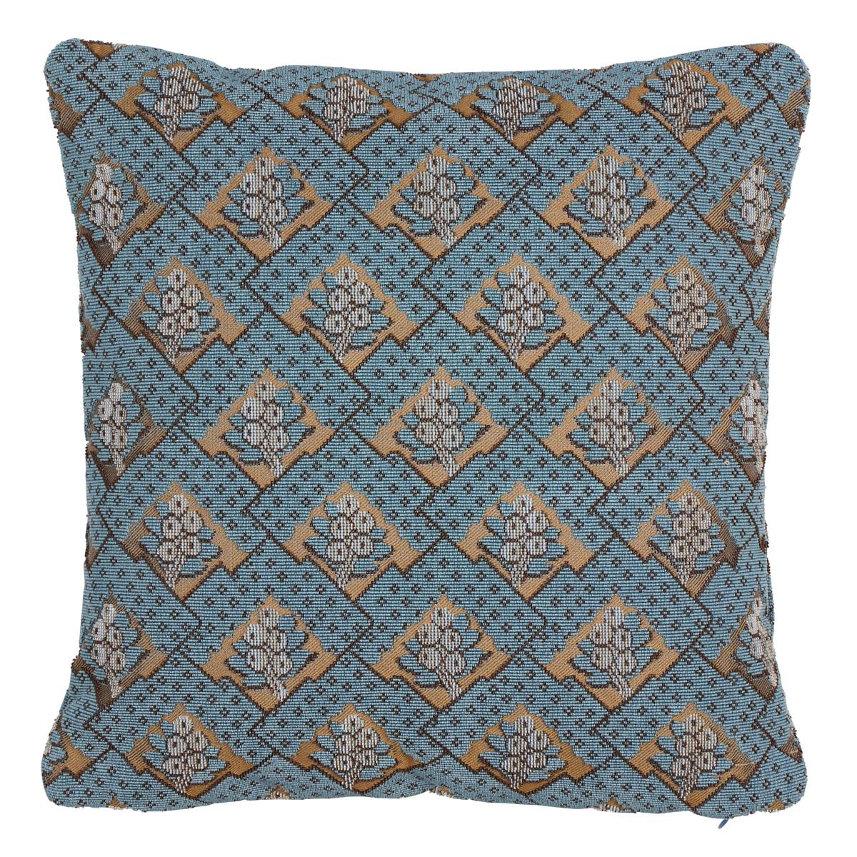 Schumacher Worcester Blue 16" x 16" Blair Silk Pingl Pillow