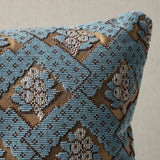 Schumacher Worcester Blue 16" x 16" Blair Silk Pingl Pillow