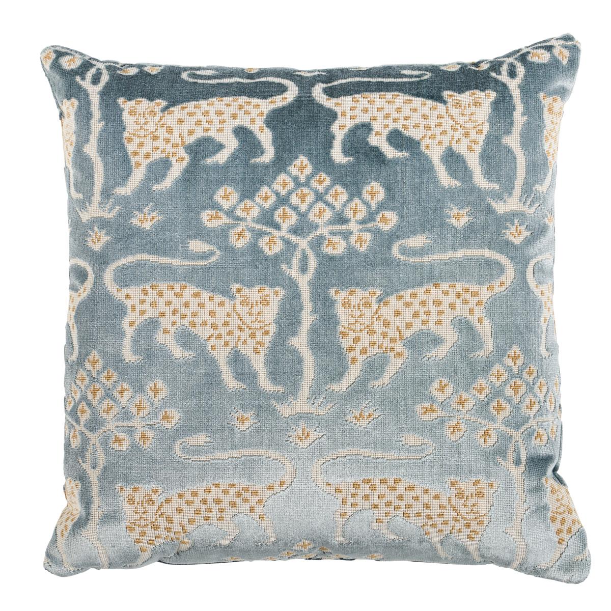 Schumacher Woodland Leopard Velvet Mineral 18" x 18" Pillow