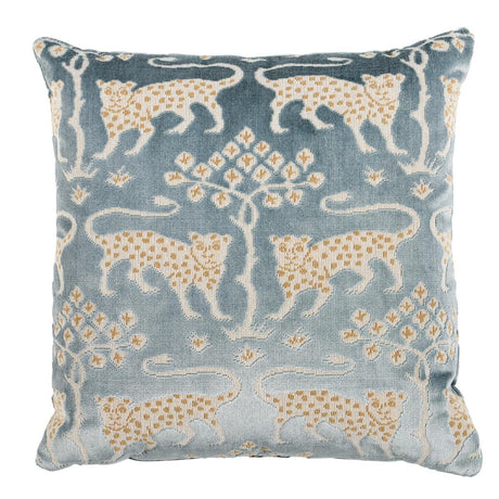 Schumacher Woodland Leopard Velvet Mineral 18" x 18" Pillow