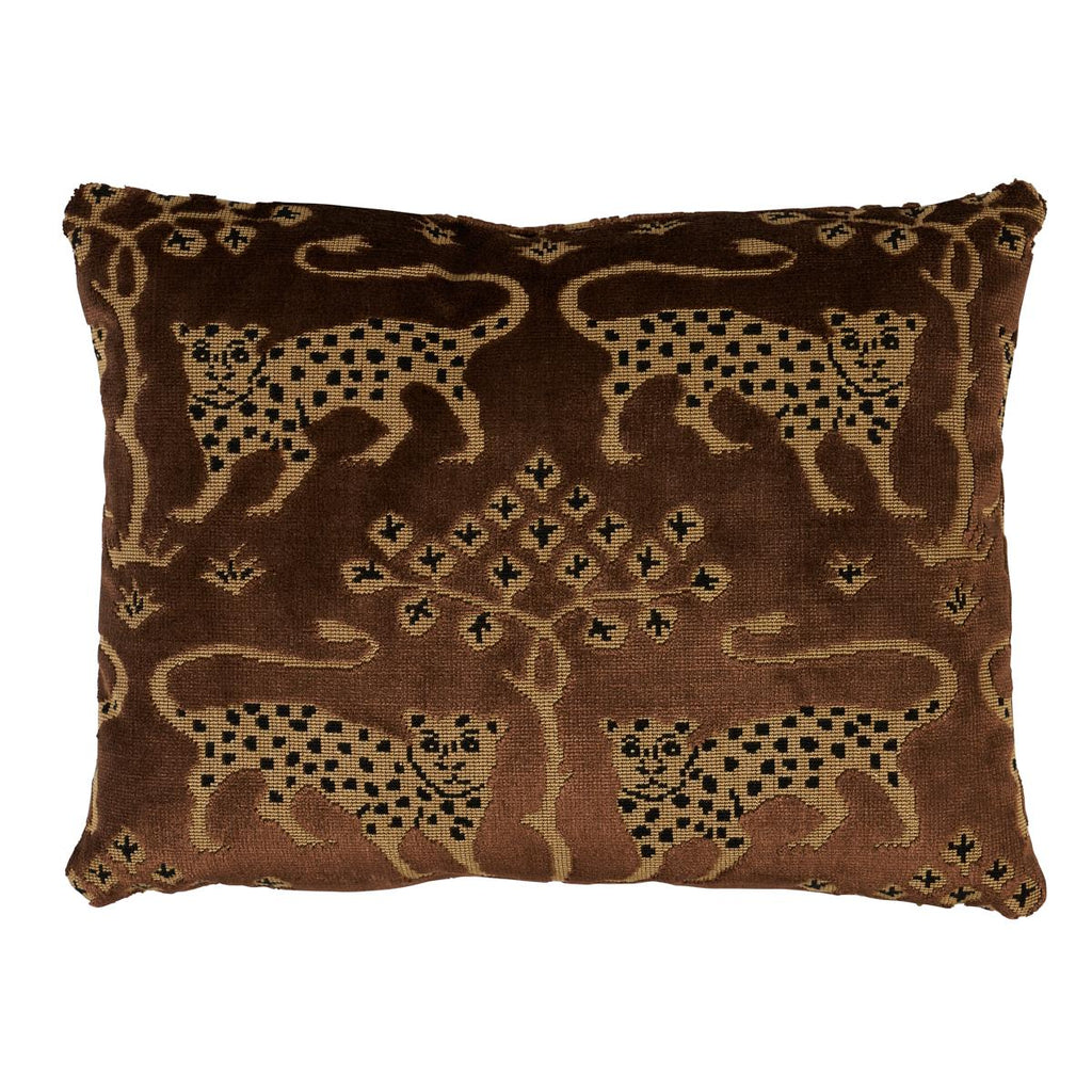 Schumacher Woodland Leopard Velvet Sepia 16" x 12" Pillow