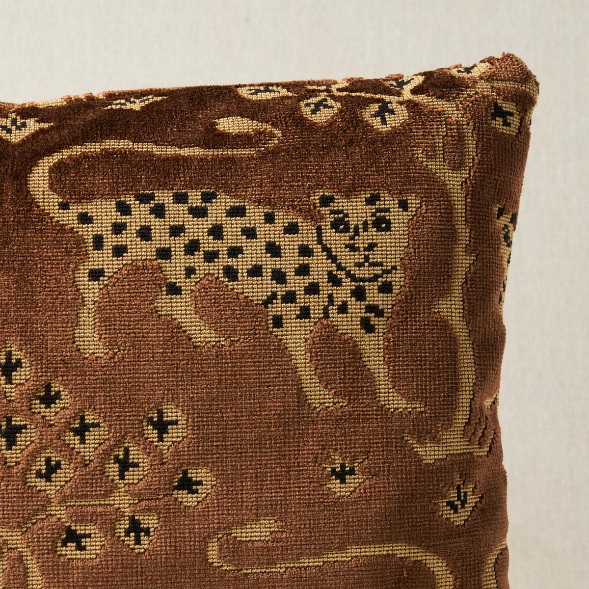 Schumacher Woodland Leopard Velvet Sepia 16" x 12" Pillow