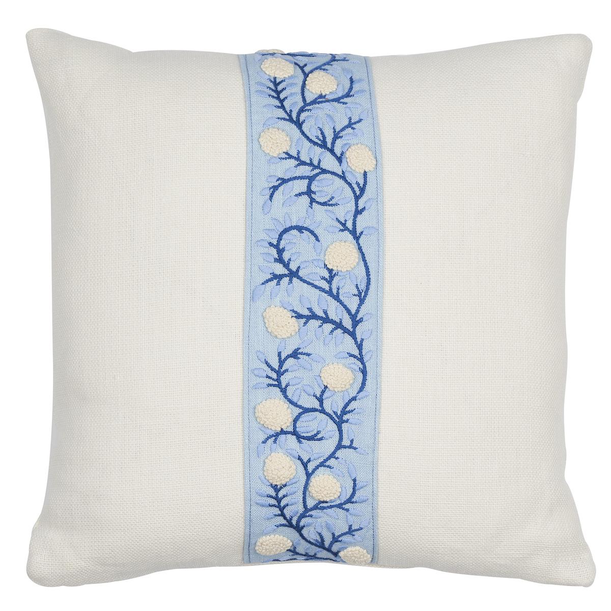 Schumacher Ivory & Blue 18" x 18" Ashoka Pillow