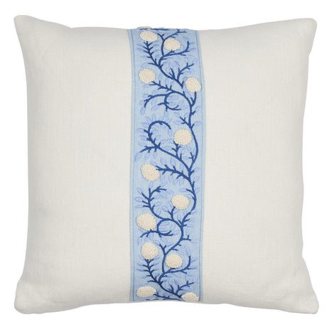 Schumacher Ivory & Blue 18" x 18" Ashoka Pillow