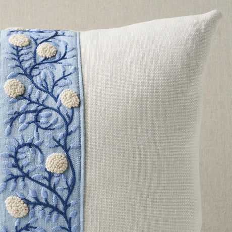 Schumacher Ivory & Blue 18" x 18" Ashoka Pillow