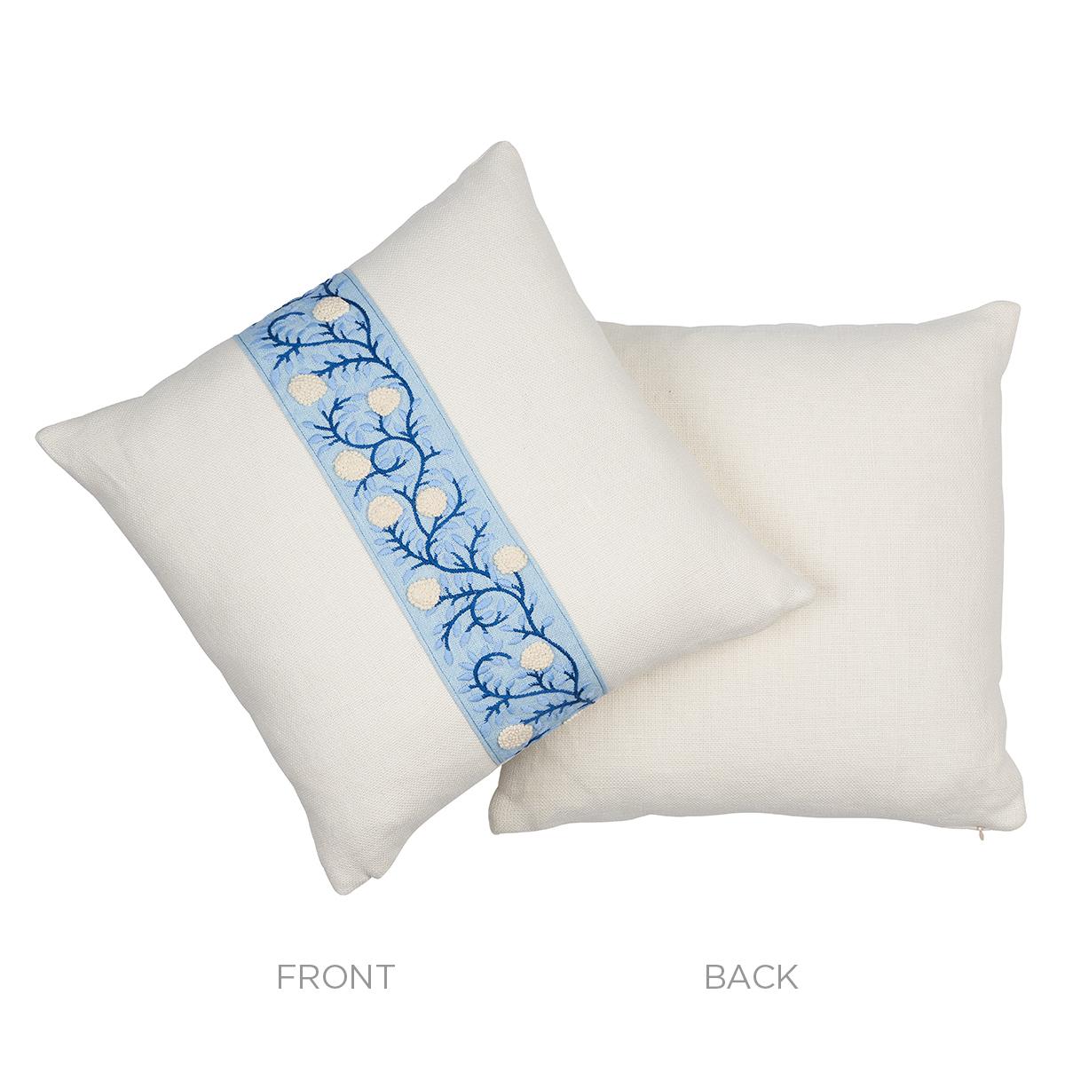 Schumacher Ivory & Blue 18" x 18" Ashoka Pillow