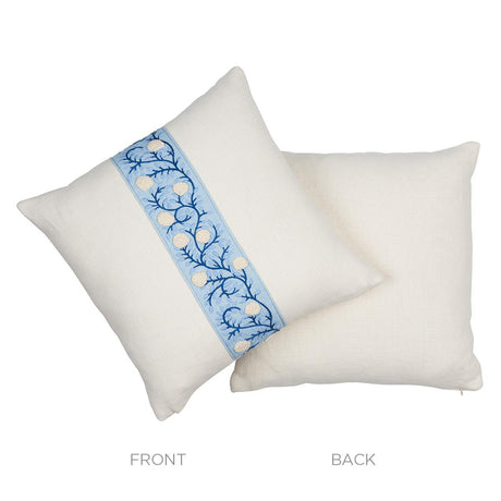 Schumacher Ivory & Blue 18" x 18" Ashoka Pillow