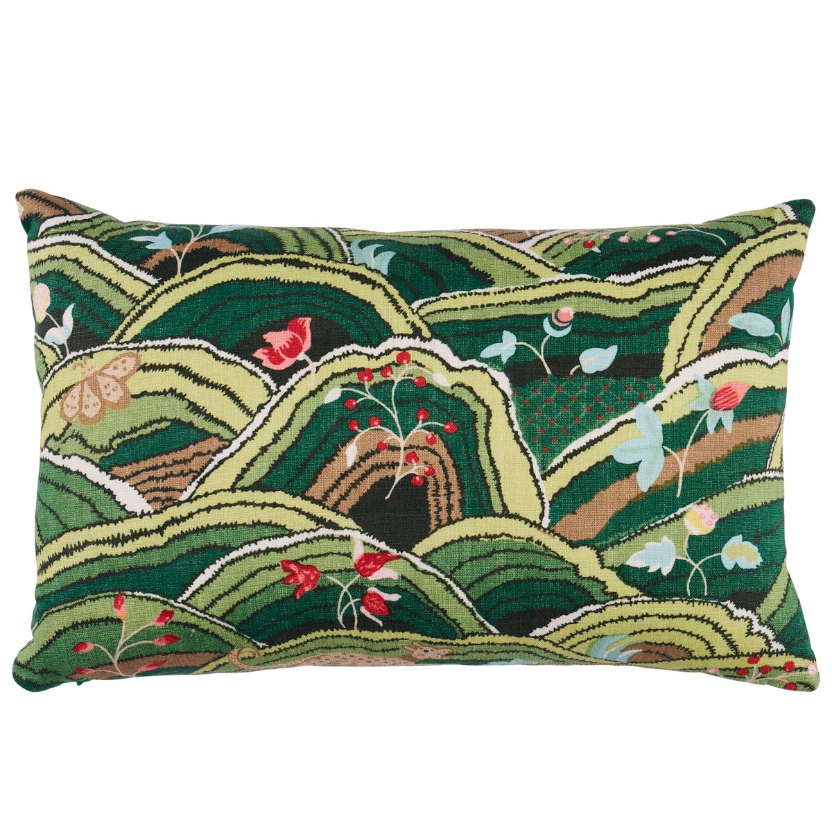 Schumacher Green 18" x 12" Rolling Hills Pillow